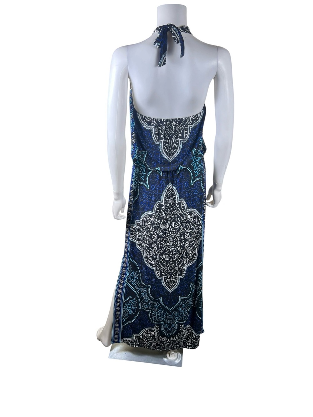 White House Black Market Bohemian Damask Halter Maxi Dress Size Small - Picture 6 of 12